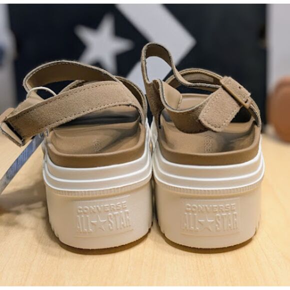 Converse Chuck Taylor All Star Lugged Heel Tan Suede Sandals Women's Size 9 NIB - Picture 7 of 14